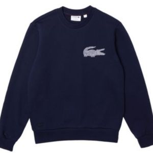 Lacoste Crocodile Cotton Fleece Sweatshirt. Size S Navy. MADE IN FRANCE